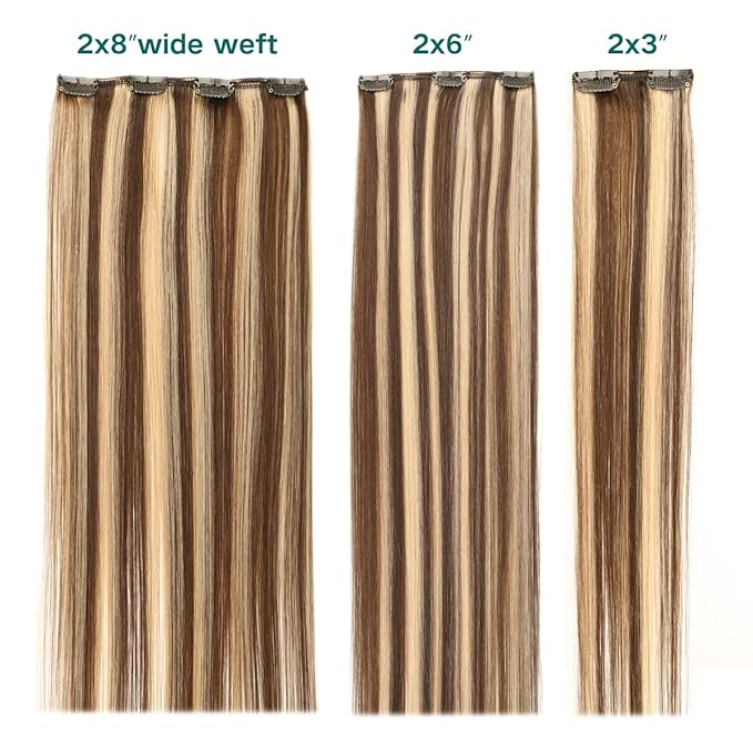 SURNEL Human Hair Clip in Extensions Chocolate Brown and Caramel Blonde Clip in Hair Extensions 20 Inch 6pcs 120g(#4P27,20'')