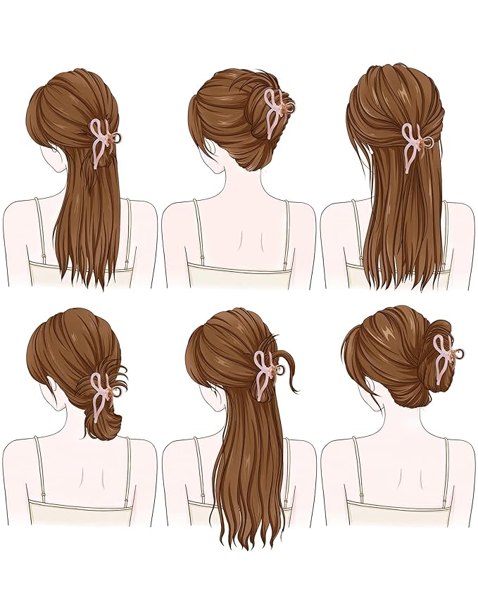 Mesovor 2 Pack Gold Metal Bow Hair Claw Clips, Nonslip 4.3" Large Hair Grip Hairclips for Thin and Thick | Acrylic Metal Strong Hold Claw Clip (Mermaid Stripes)