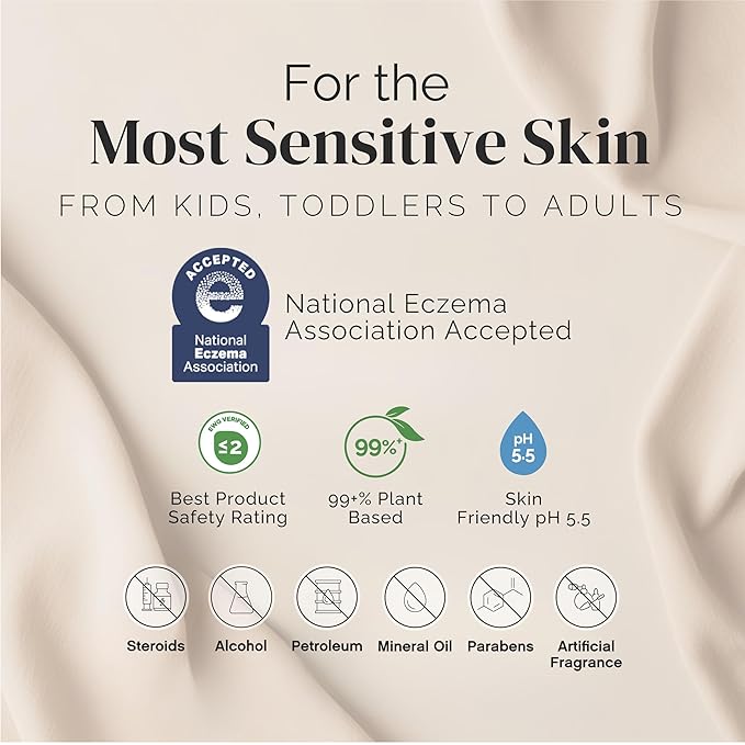 Puriya 5-in-1 Eczema Cream for Kids, Baby, Toddler, Adults, Advanced Colloidal Oatmeal Lotion for Dry, Itchy Skin Relief on Face and Body, Clinically Tested, Intensive Moisturizing Eczema Treatment