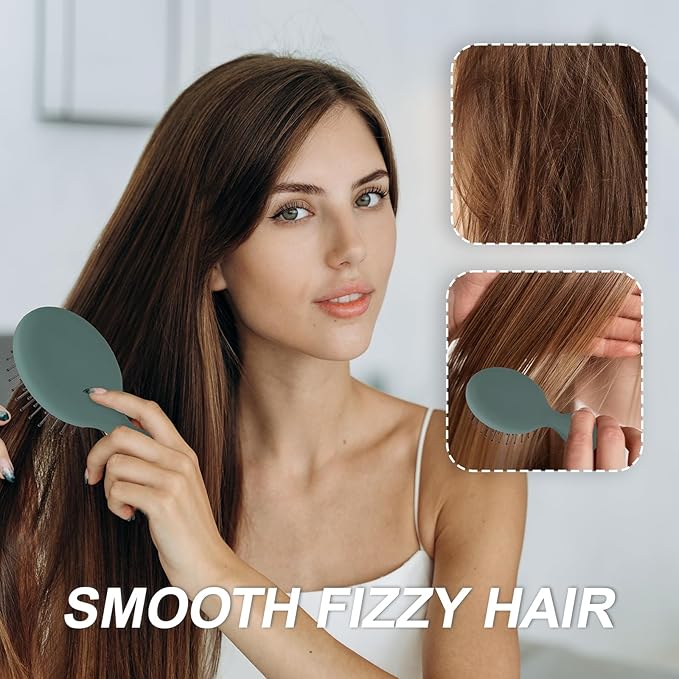 Mini Hair Bursh for Women,girls-Protable Travel Size Hair Brush for Pockets,Purse,backpack-Mini Detangler Brush for All Hair Types,Small Hair Brush for Detangling (1 Pack-Green)