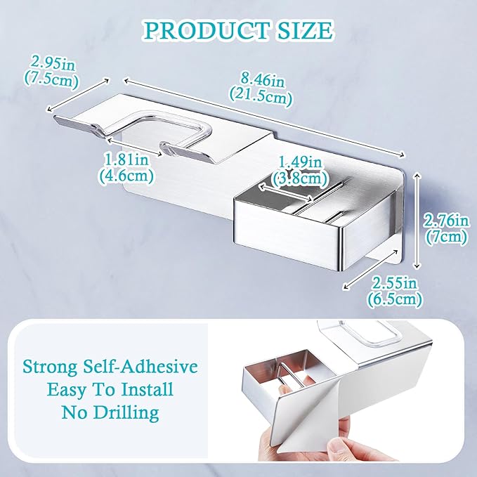 Hair Dryer Holder, Hair Straightener Holder Wall Mount, Hair Tool Organizer, Hairdryer and Straightener Holders, Adhesive Hair Tool Storage for Blow Dryer, Curling Iron, Flat Iron Stand (Silver)