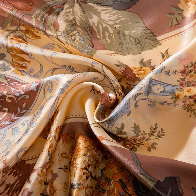 100% Mulberry Silk Pillowcase for Hair and Skin Health with Hidden Zipper Floral Print Both Sides Silk SLPBABY (Standard, Pattern18)