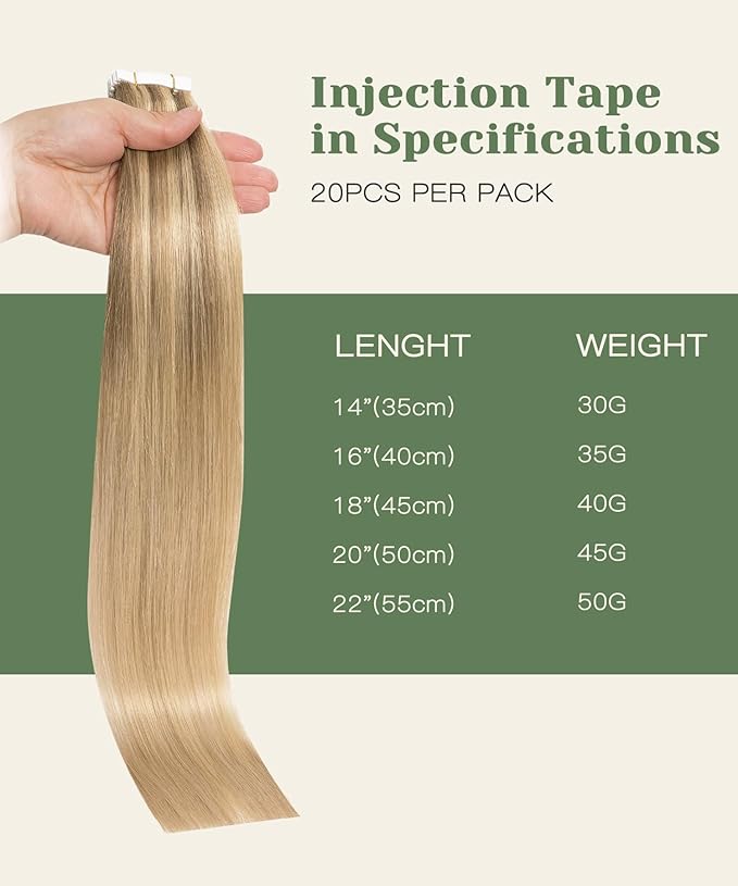 SURNEL Injected Tape in Hair Extensions 22Inch Golden Brown to Caramel Blonde Upgraded Seamless Remy Invisible Tape in Extensions Human 20 Pcs 50g(#102727,22)