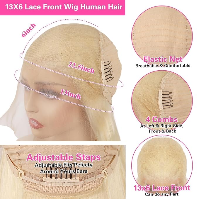 613 13x6 Lace Front Wig 30 Inch Straight 200 Density 613 Wig HD Transparent Lace 613 Wig Blonde Lace Front Wigs Human Hair for Women