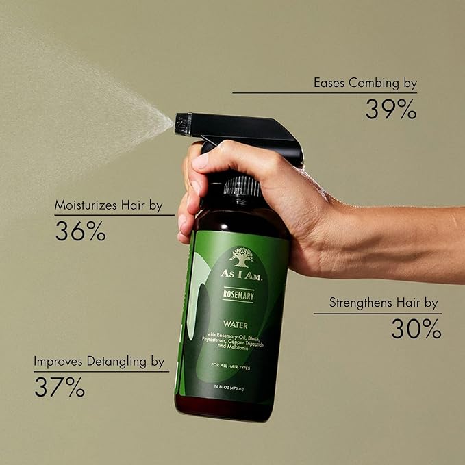 As I Am Rosemary Water 16 oz - Scalp Treatment for Hair Density - with Biotin & Saw Palmetto