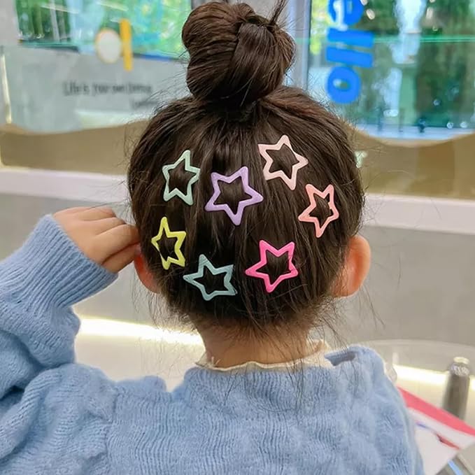 Star Hair Clips Snap Hair Barrettes Non Slip Star Hair Accessories Multiple Colors Metal Hair Clips for Girls Women -50PCS 1.18"