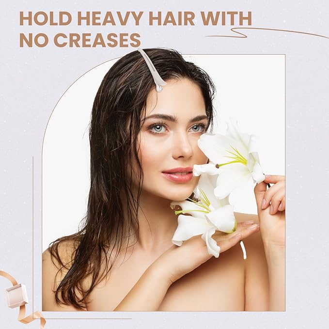 12PCS Hair Clips for Styling - No Crease Hair Clips for Women - Non Slip Duck Billed Hair Roller Clips with Silicone Band - Salon Hair Sectioning Clips White