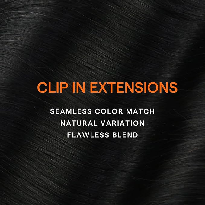 Full Shine Black Human Hair Clip in Extensions Straight Clip in Remy Extensions Jet Black Hair Extensions Clip ins Seamless Thick Ends 14 Inch 120 G 7 Pcs