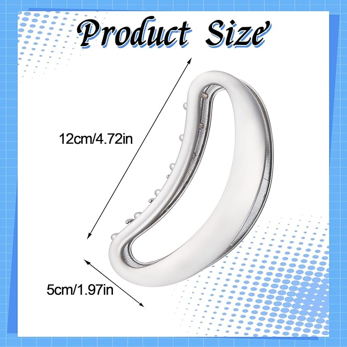 Sculpted Silver Claw Clip for Women Large Metal Hair Claw Clips Durable Nonslip Silver Hair Clamps for Women and Thinner Thick Hair Styling Strong Hold Hair