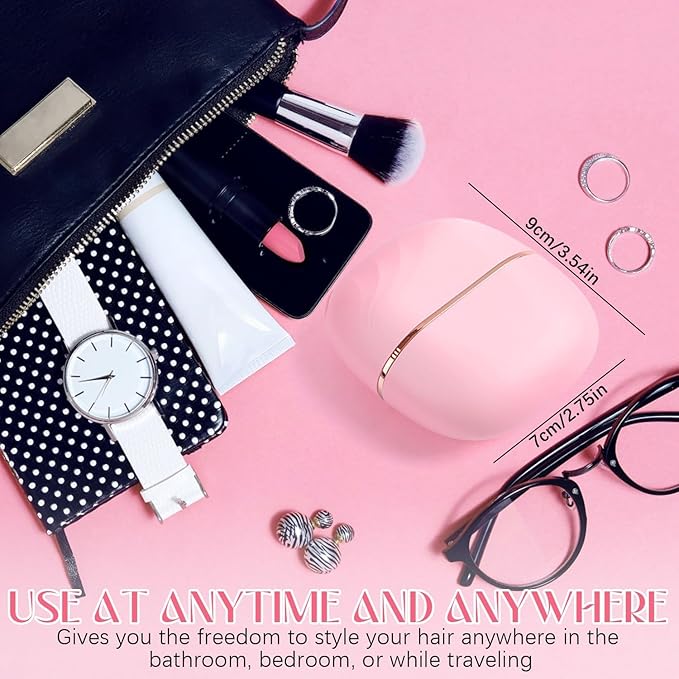 Mini Hair Straightener Brush, Wireless Rechargeable, 3-Speed Temperature Control, Portable for Home and Travel, Black (Pink)