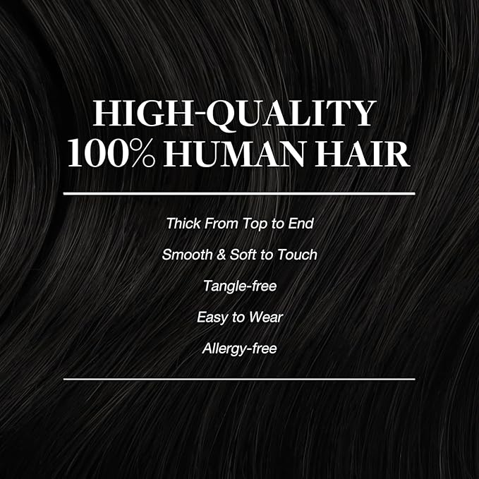 GOO GOO Clip in Hair Extensions Real Human Hair, Remy Human Hair Extensions Clip ins for Women, Natural Human Hair, 24inch 240g 9Pcs, #1 Jet Black