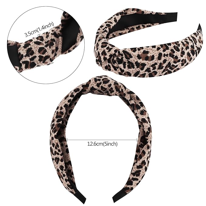 VELSCRUN Headbands for Women 7 Pcs Different Leopard Color Knotted Solid Pearl Head Bands Non Slip Hair Band Stuff for Teen Girls Womens Trendy Fashion Diademas Para Mujer Hair Accessories