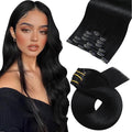Moresoo Jet Black Clip in Hair Extensions Human Hair 20 inch Remy Straight Double Weft Clip in Human Hair Extensions for Women Jet Black #1 Full Head 7Pcs 120G