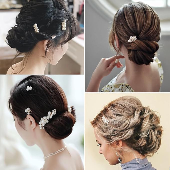 10PCS Gold Wedding Bridal Hair Combs Pearl Hair Pins Clips Vintage Hair Headpiece Jewelry for Bridesmaids Brides Flower Girls Hair Accessories