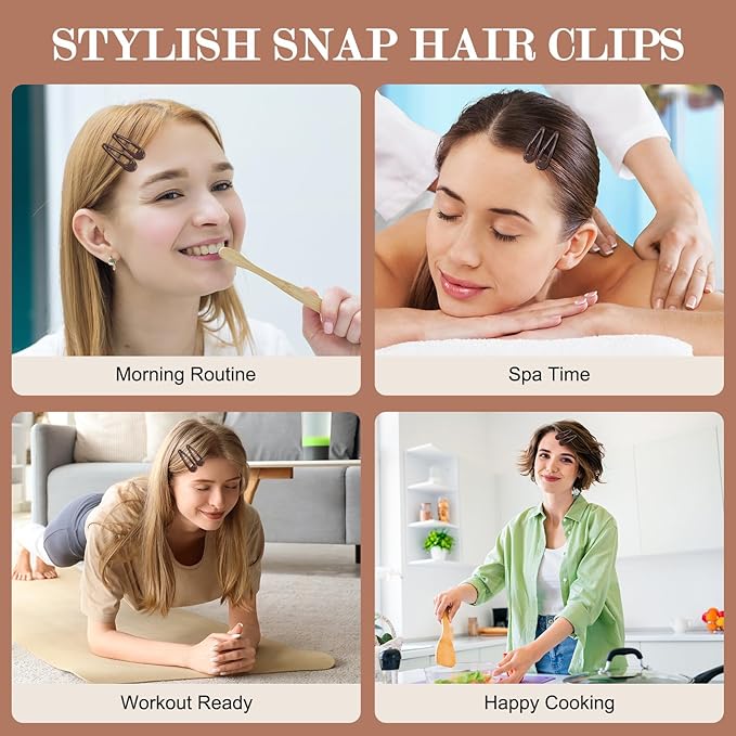 Glossy Brown Snap Hair Clips by FLAREANN – 50 PCS 2 Inch Non-Slip Metal Hair Barrettes for Women in Warm Neutral Brown Tones – Everyday Minimalist Hair Accessories