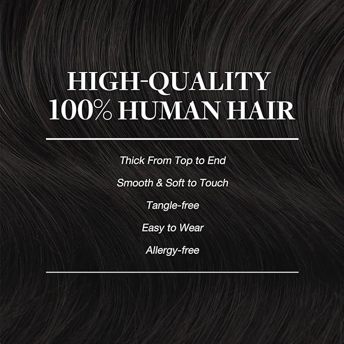 GOO GOO Clip in Hair Extensions Real Human Hair, Remy Human Hair Extensions Clip ins for Women, Natural Human Hair, 16inch 70g 2Pcs, #1B Natural Black