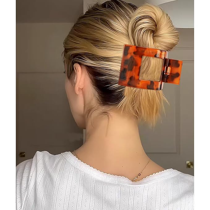 Velscrun Flat Hair Clips for Women Girls, Bright Leopard Color Lay Flat Claw Clips, Strong Hold Large Hair Clip for Thick Hair, French Duck Billed Hair Jaw Claw Clip, Non Slip Grip for Daily Styling