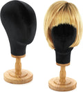 2 Pcs Wig Stand with Head 23 Inch Linen Mannequin Head with Wooden Stand Canvas Mannequin for Hats Wigs Caps Headdress Home Store Hair Salon(Black)