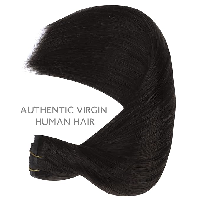 WENNALIFE Lace Seamless Clip in Hair Extensions Human Hair 7pcs Ultra Invisible 50% Thinner Seamless Clip Ins Dark Brown Natural Remy Hair 18 inch