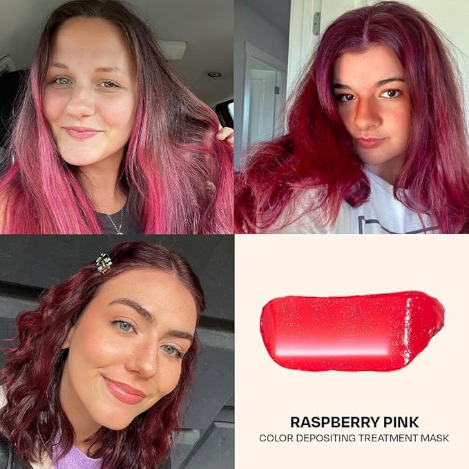 Overtone Semi Permanent Hair Color Conditioner, Raspberry Pink, 8 oz, Nourishing, Damage-Free, Color Depositing Mask for All Hair Types with Shea Butter & Coconut Oil, Vegan & Cruelty-Free