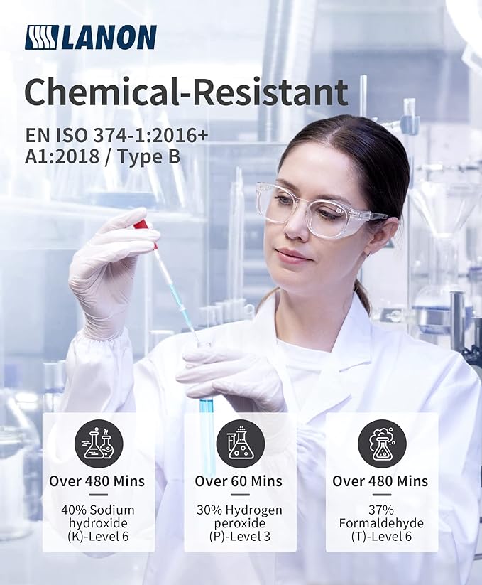 LANON Food Safe White Disposable Nitrile Gloves, Latex-Free, Powder-Free, Textured Fingertips, Cooking, Cleaning, Small
