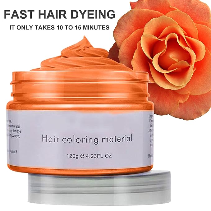 Orange Hair Spray, 4.23 Ounces Temporary Hair Color Wax, Natural Washable Hair Wax Color Spray, Kids Women Temporary Hair Dye Wax Pomades Clays for Christmas Parties, Role Playing, Halloween (Orange)