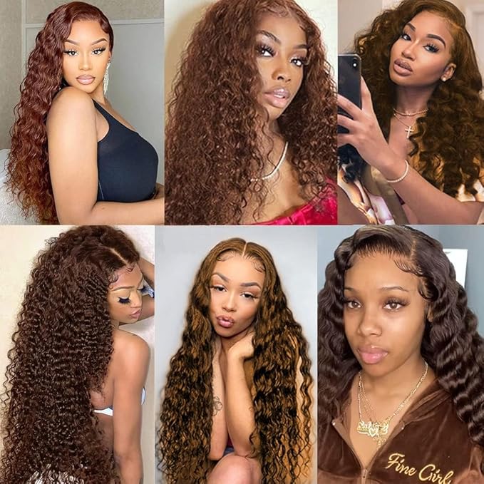 Brown Deep Wave Bundles Color 4 Human Hair Bundle Mixed Length 3 Bundles 20 22 24 Inch Double Weft Chocolate Brown Deep Wave Bundle Hair Weave