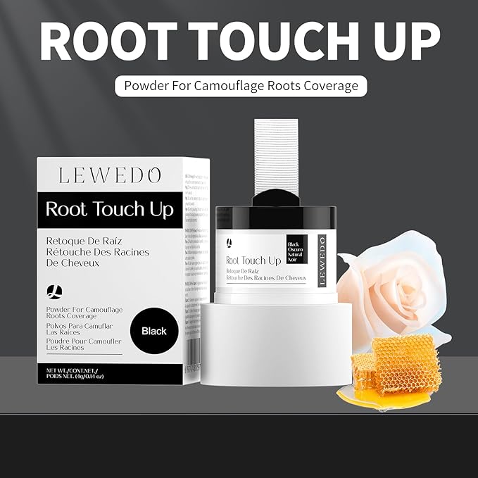 Hairline Powder 24H Stain-Proof, Root Touch Up Hair Color for Gray Coverage,Bald Spot Concealing Hair Shadow Powder for Women & Men,Natural-Looking (Black)