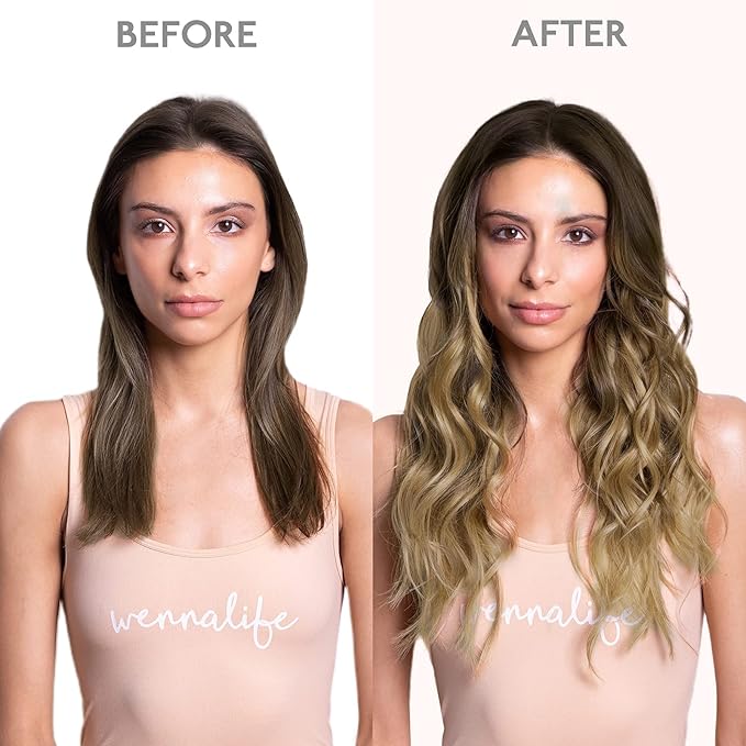 WENNALIFE Clip in Hair Extensions, 150g 14 Inch 9pcs Ombre Walnut Brown to Ash Brown and Bleach Blonde Human Hair Extensions Thicker Clip in Hair Extensions Real Human Hair Clip Set Double Weft