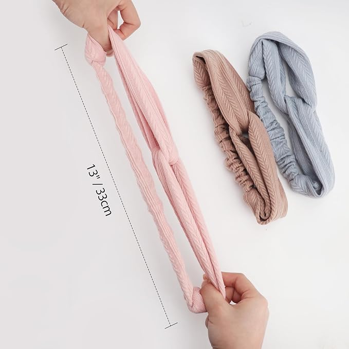 Elastic Knotted Headbands for Women Wheat Pattern Cloth Head Hair Bands for Women's Hair Non Slip Boho Wrap Twisted Hair Accessories
