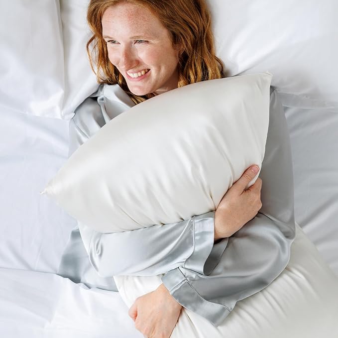 Fishers Finery 25mm 100% Pure Mulberry Silk Pillowcase Set (White Queen 2 Pack)