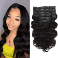 Body Wave Brazilian Clip in Hair Extensions Human Hair 8Pcs Remy Hair Extensions Clip ins for Black Women with 20 Clips 110g (12 Inch, Natural Black)