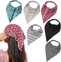 6 Pack Hair Scarf Headband for Women Elastic Bandana Head Scarf Large Boho Triangle Kerchief with Clips Non Slip Scarves