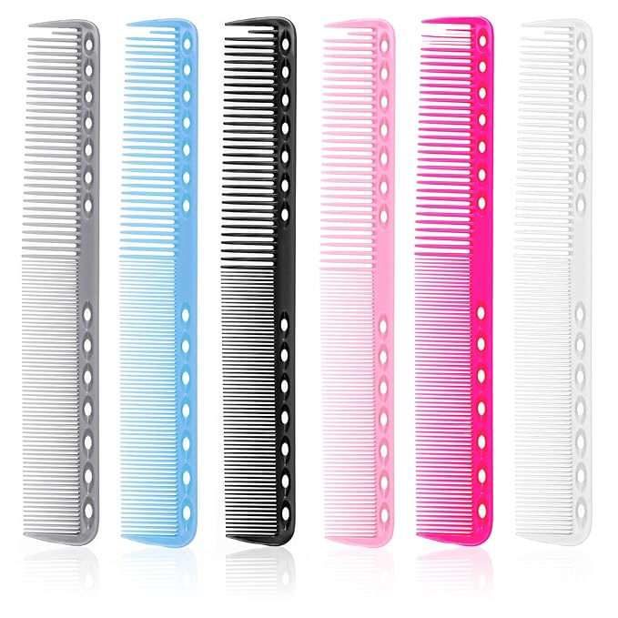 6 PCS Barber Combs Professional Fine Cutting Combs for Hair Stylist Comb Heat Resistant Carbon Fiber Salon Hairdressing Comb for Salon Stylist and Fine Tooth