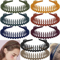 LAPOHI 8 PCS Non Slip Fashion Effortless Plastic Headbands with Teeth Comb Skinny Hair Accessories Bands for Women Men Teen Girls, Long Teeth Morandi