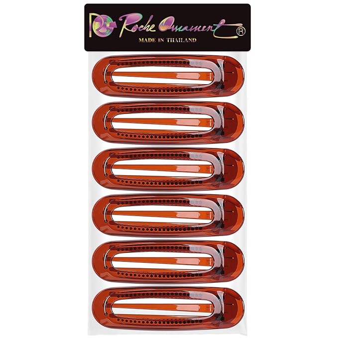 RC ROCHE 6 Pcs Flat Claw Hair Clips for Women Alligator French Barrette Long Thick Hair Duckbill Curved No Slip Grip Lay Flat Side Slide Firm Classic Styling, Large Brown