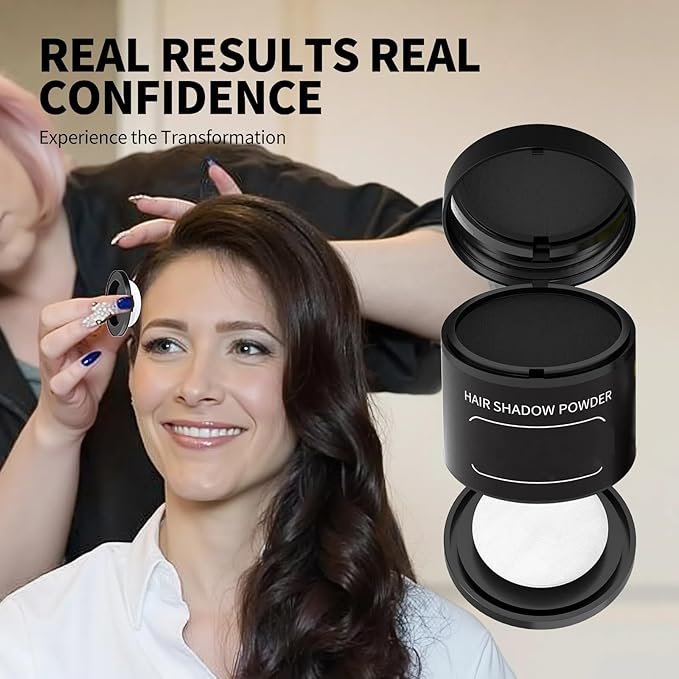 Gowwim Root Touch up Powder, Instantly Gray Hair Cover up Hairline Powder for Women & Men Waterproof and Sweatproof Root Cover Up Long-Lasting for Thinning & Loss Hair (Medium Brown, 10g)