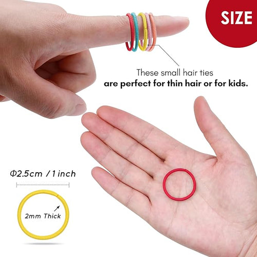 120 Pcs Small Hair Ties for Thin Hair & Kids - 1 Inch, 2mm No-Damage Elastic Bands in, Orange