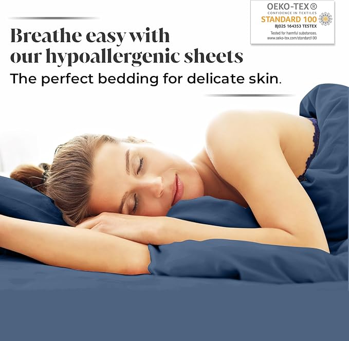 Luxury Bamboo Market | King Envelope Pillowcase Set | 100% Viscose Made from Bamboo | Organically Grown | Ultra Soft | Cooling | 2pcs [Midnight Blue]