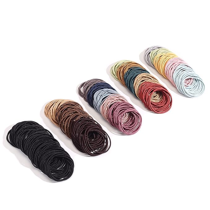 500 PCS Hair Ties for Thin Hair - 2mm x 4cm Premium Nylon Black Hair Tie Bulk for Women Girl Small Ponytail Holders Men Hair Elastic Band(Multicolor)