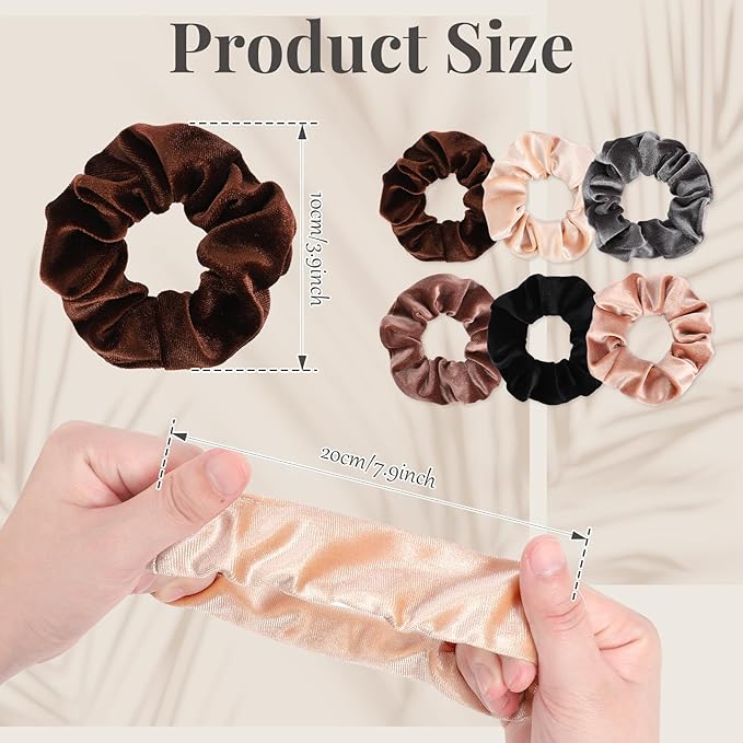 Whaline 12 Pack Hair Scrunchies Velvet Scrunchy Elastic Hair Bands for Women Hair Accessories (6 Coco Colors)
