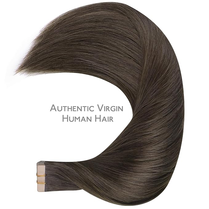 WENNALIFE Tape in Hair Extensions Human Hair, 20pcs 50g 16 inch Cool Dark Brown Remy Hair Extensions Straight Human Hair Tape in Extensions Skin Weft Tape Extensions