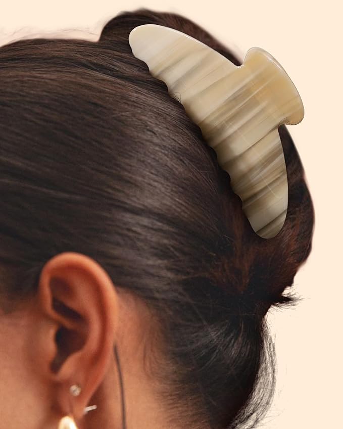 HAIMEIKANG Large Acetate 4 Inch Hair Claw Clip for Women - French Style Hair Claws for Thick Hair with Non-Slip Teeth, Hair Accessories for Updos, Buns & Ponytails