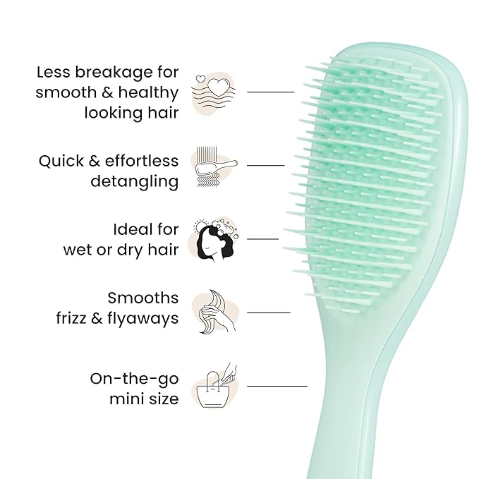 Tangle Teezer Fine & Fragile Ultimate Detangler Brush, Detangles & Reduces Breakage, Travel-Size Mini Hair Brush, Mint