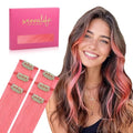 WENNALIFE Light Pink Clip in Hair Extensions Real Human Hair 35g 6pcs 22 Inch Colored Hair Extensions for Kids Women Colorful Hair Pieces Pop-up Style Straight Extensiones De Cabello Humano Con Clip
