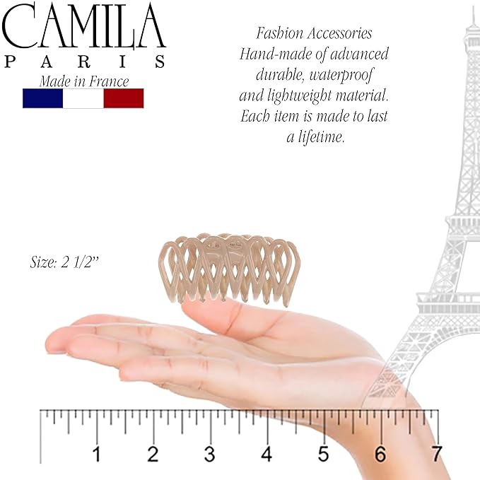 Camila Paris CP3524 French Small Hair Clips for Women With Thick, Long, Curly, or Wavy Hair - Girls Claw Clip, Durable Styling Big Clip, Strong Hold No Slip Grip - Made in France