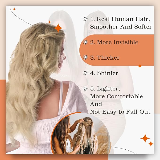 Full Shine Blonde And Brown Tape in Hair Extensions Color 6/27/60 Balayage Blonde Human Hair Tape in Exensions 100G Seamless Soft Skin Weft 20Inch Brazilian Extension Bridal Hairstyles 40Pcs