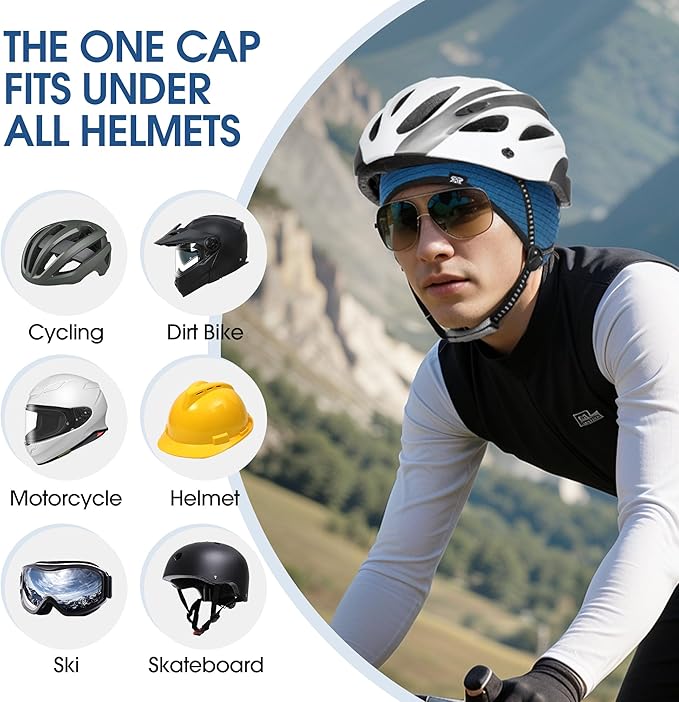 Skull Cap Helmet Liner, Winter Thermal Cycling Cap for Men & Women, Lightweight Cycling Hat for Biking Running Outdoor Work
