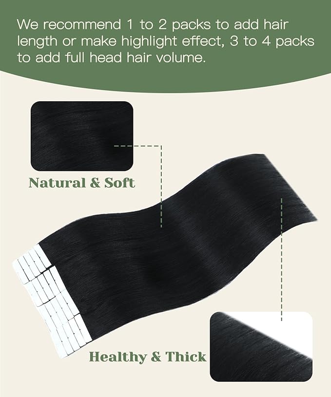 SURNEL Invisible Tape in Hair extensions 18 Inch Jet Black Upgraded Injection Tape in Extensions 20 Pcs 40g(#1,18)