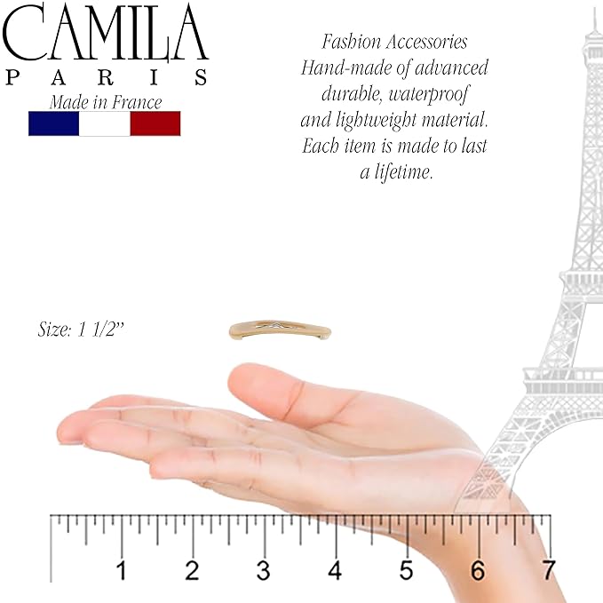 Camila Paris CP3056 French Hair Barrettes Clips, Snap Hair Slides Clic Clac for Women, Styling Girls Side Slide-in Metal Snap Pin Hair Accessories for Women. Strong Hold, No Slip Grip, Made in France